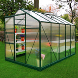 Greenhouse Polycarbonate 6ft x 10ft With Base (Green)