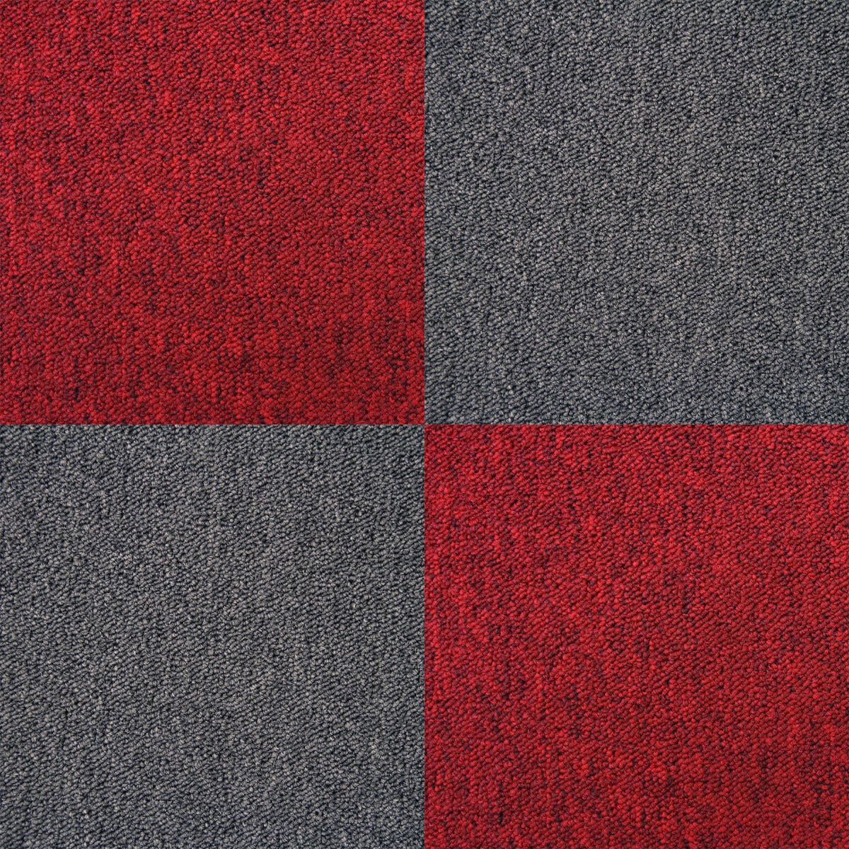 40 x Carpet Tiles 10m2 / Scarlet Red & Charcoal Black