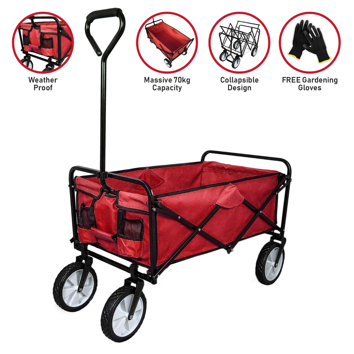 Foldable Garden Cart Red
