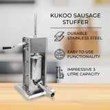 KuKoo 3L Sausage Stuffer & Clipper Set