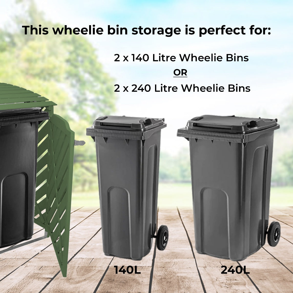Sage Green Double Wheelie Bin Storage