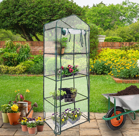 Mini Greenhouse 4 Tier with Plastic Cover