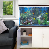 Aquarium Fish Tank &amp; Cabinet with Complete Starter Kit - White Tank &amp; Blue Gravel