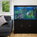Aquarium Fish Tank & Cabinet with Complete Starter Kit - Black Tank & Blue Gravel