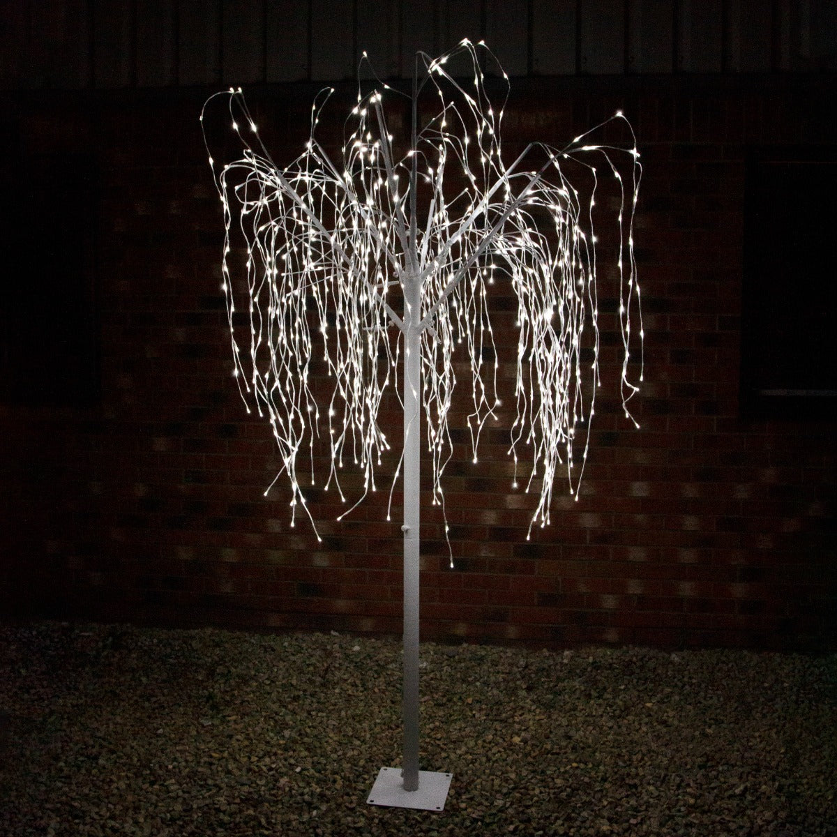 Wedding Moongate - Silver & 2 x Weeping Willow Tree 240cm Cool White